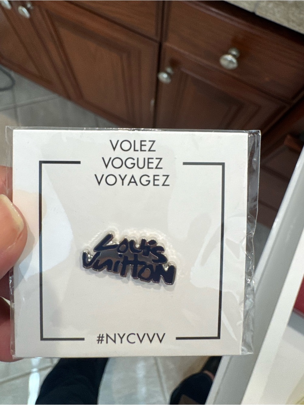 Louis Vuitton RARE Stephen Sprouse Graffiti Navy Script Logo Enamel Pin